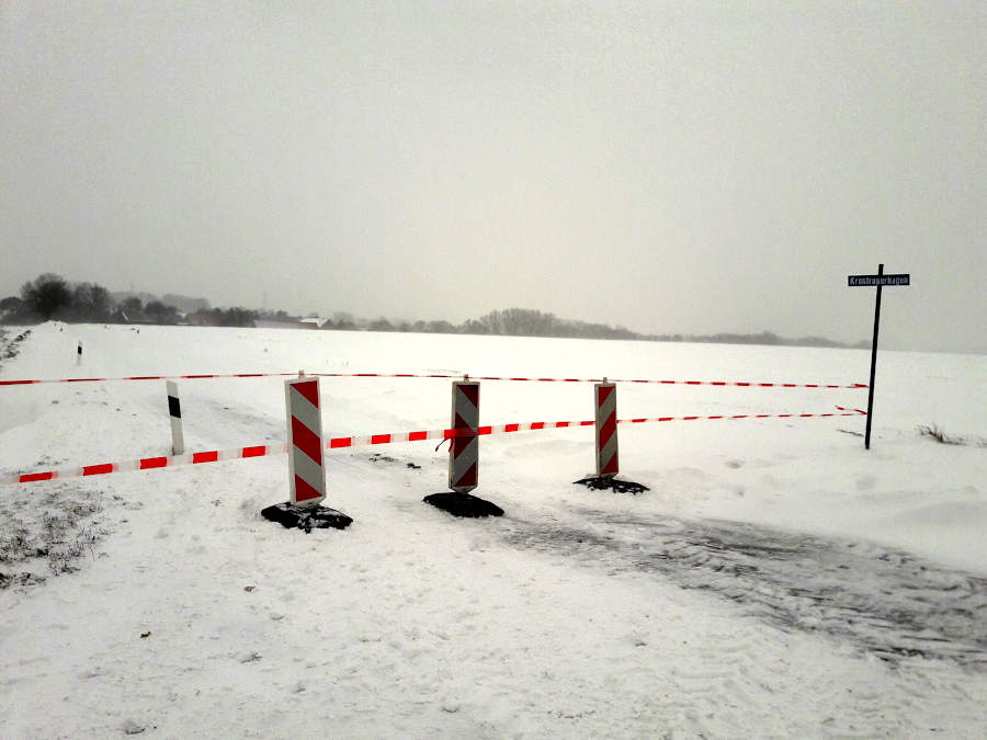 Sperrung Krentruperhagen wegen Schneeverwehung