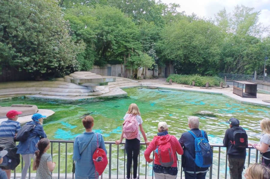 Kinder, Familien und Paten aus dem Projekt „Paten für Kinder psychisch kranker Eltern“ beim Zoobesuch in Osnabrück. Foto: Kreis Lippe