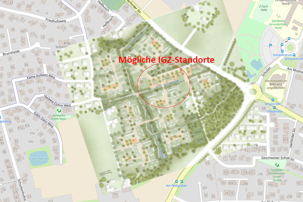 Im neuen Wohngebiet Brunsheide soll es ein Gesundheitszentrum geben. Der Standort soll am geplanten Natursee sein. Grafik: Thomas Dohna