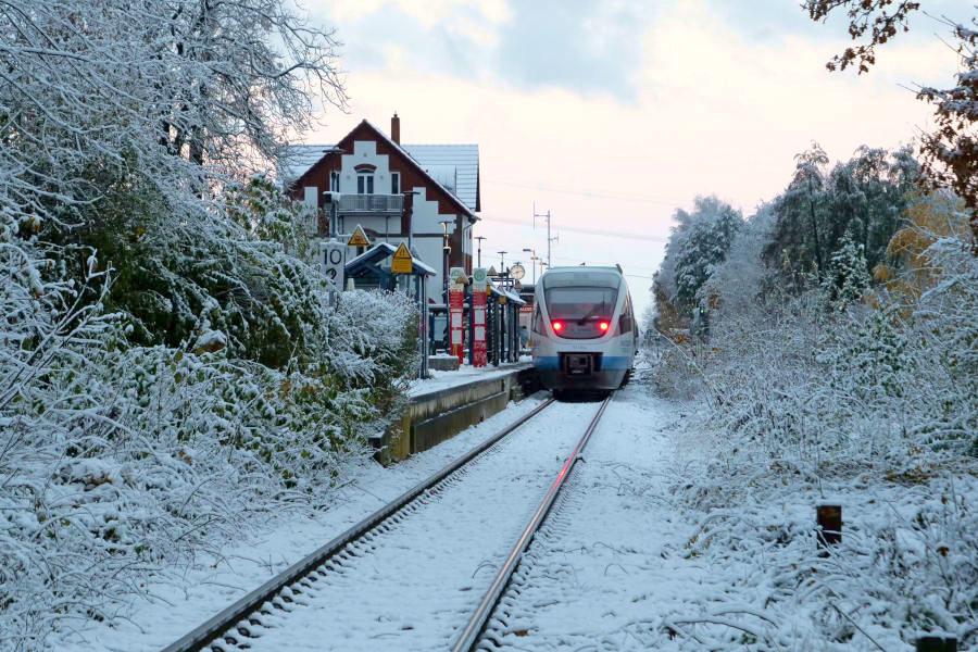 Ein Zug hält am Bahnhof Oerlinghausen. Foto: Martin Düsterberg