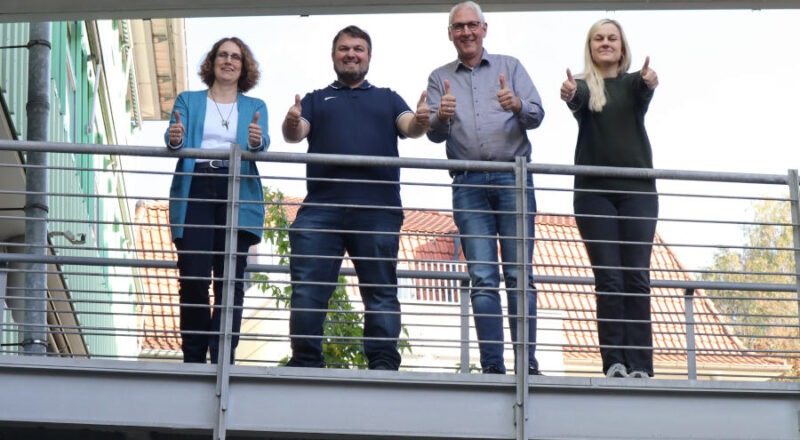 Auf die Zusammenarbeit im Team freuen sich v.l.: Helvi Rohde, Torben Sprenger, André Stitz, Johanna Ancutko. Foto: Lippische Landeskirche