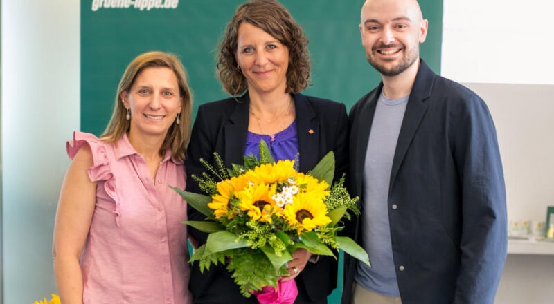 Wiebke Kopsieker, Inga Loke und Nik Riesmeier (von links) beim Lippischen Parteitag. Foto: Privat