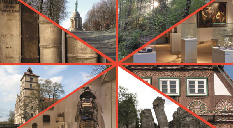 Wie bewertet man Externsteine, Hermannsdenkmal, Schlösser oder Exponate in den Landesverbands-Museen? Die Eröffnungsbilanz gibt Antworten für die bunten, vielfältigen Vermögenswerte des Landesverbandes Lippe. Foto-Collage: LVL