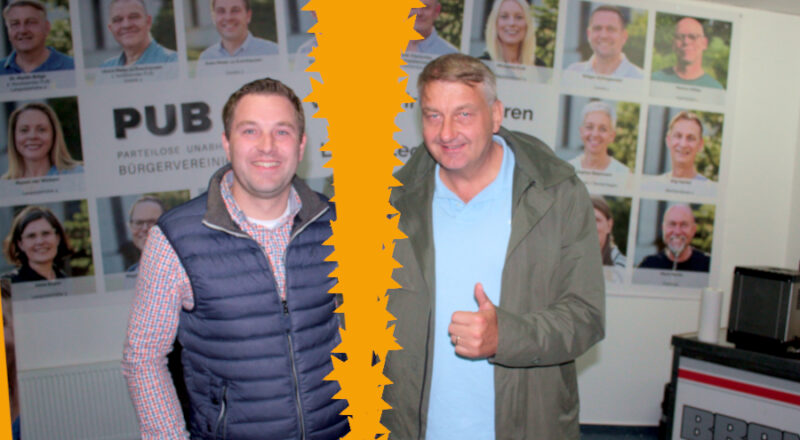 Sven Meier zu Evenhausen (links) und Martin Betge von der PUB freuten sich am Wahlabend über den Erfolg der Wählervereinigung PUB bei der Kommualwahl 2025. Die Freude ist dem Streit gewichen. Foto: Thomas Dohna