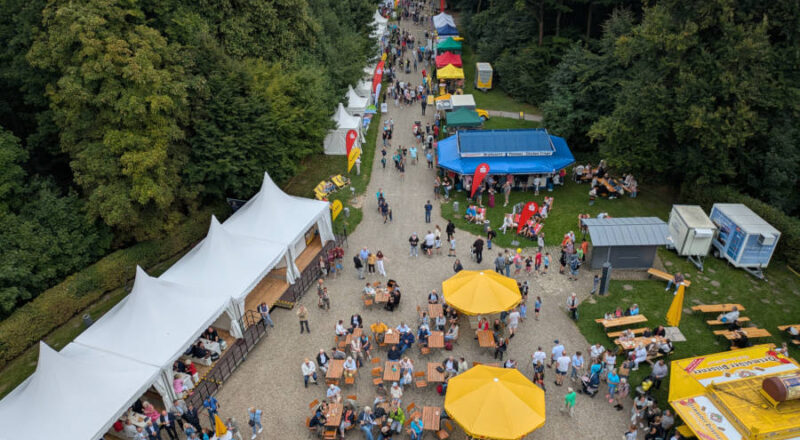 Der Blick von der Aussichtsplattform zeigt, dass zahlreiche Menschen ihren „Hermann“ feiern Foto: LVL