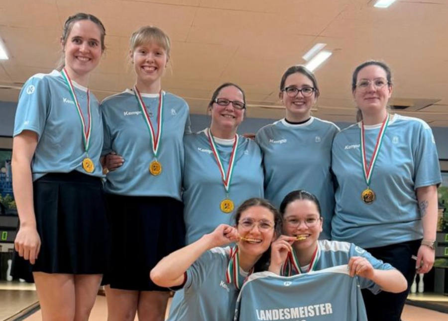 Verdiente Landesmeister Josephine Lammert, Nora Rüsenberg, Katja Lemke, Paula Kurzius und Christina Rähse, Jana Lammert und Lilly Lemke ( von hinten und links) . Foto: Privat