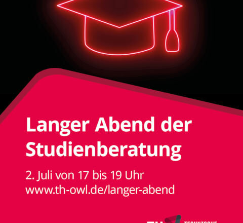 Die TH OWL lädt am 2. Juli 2026 von 17 bis 19 Uhr zum Langen Abend der Studienberatung ein. Studieninteressierte können sich online über Studienmöglichkeiten informieren und ihre Fragen rund um Bewerbung, Einschreibung und Studienstart stellen. Foto: TH OWL