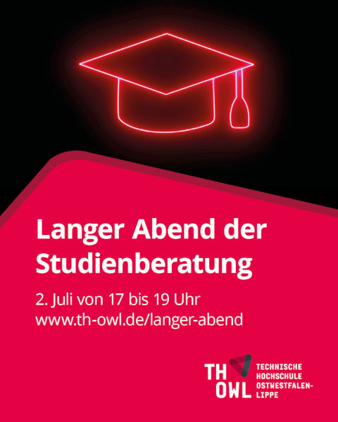 Die TH OWL lädt am 2. Juli 2026 von 17 bis 19 Uhr zum Langen Abend der Studienberatung ein. Studieninteressierte können sich online über Studienmöglichkeiten informieren und ihre Fragen rund um Bewerbung, Einschreibung und Studienstart stellen. Foto: TH OWL