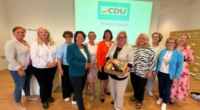 Kathryn Landwehrmeyer, Margit Monika Hahn, Bärbel Paetzold, Kerstin Vieregge, Andrea Nolting, Birgit Tornau, Andrea Hegerbekermeier, Svetlana Begemann, Ursula Herbort, Angelika Lindner und Irene Mühlenmeier (von links) bilden den Vorstand der Frauenunion Kreis Lippe. Foto: Frauenunion